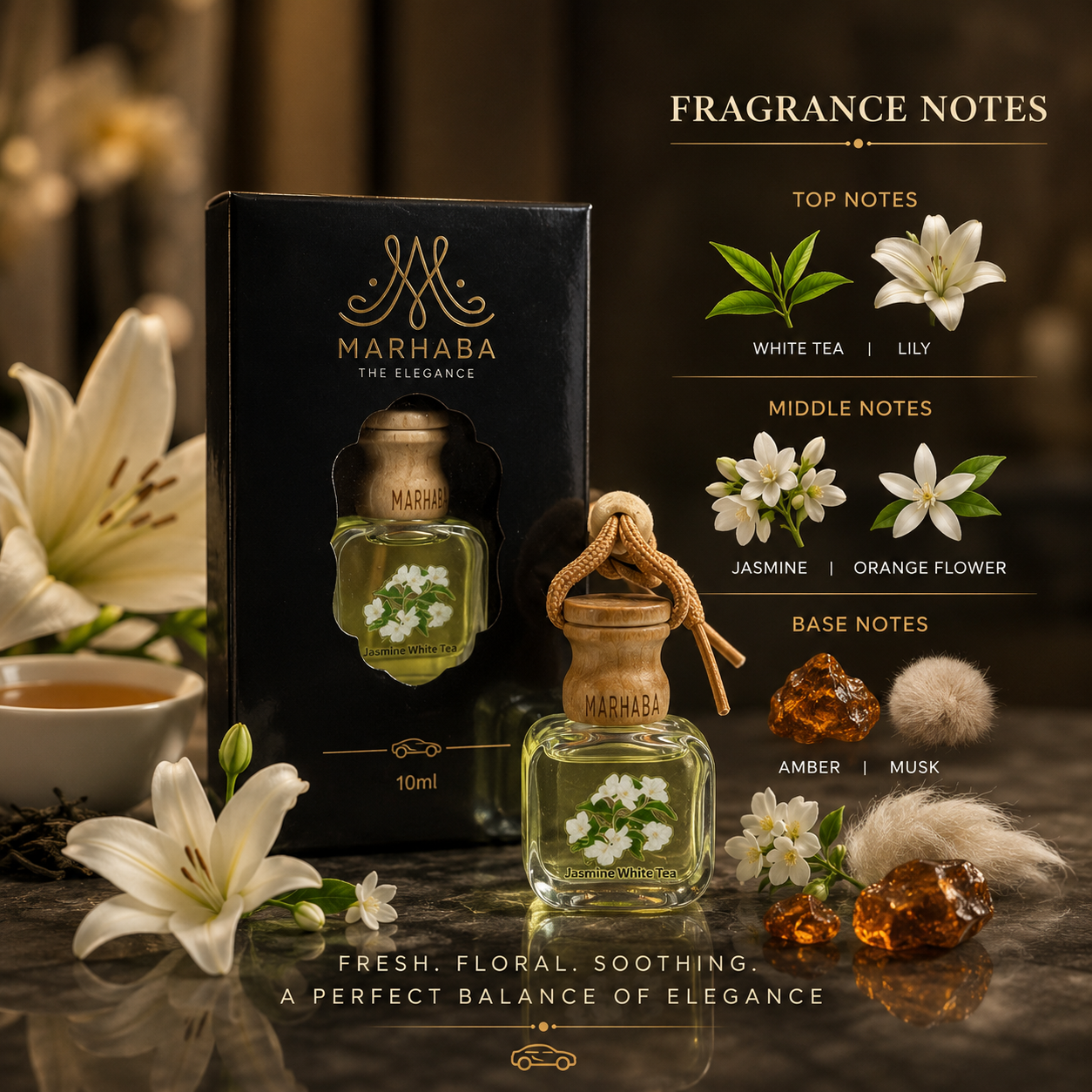 Jasmine White Tea Car Air Freshener